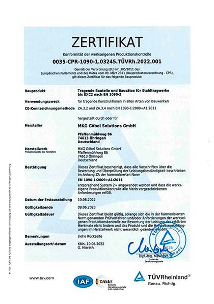 CE-Zertifikat Stahl