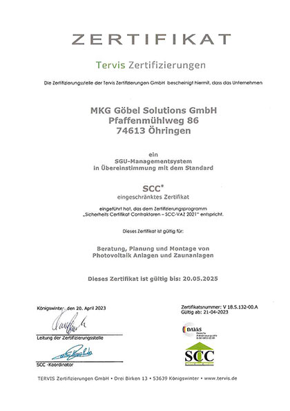 Tervis Certificate SCC