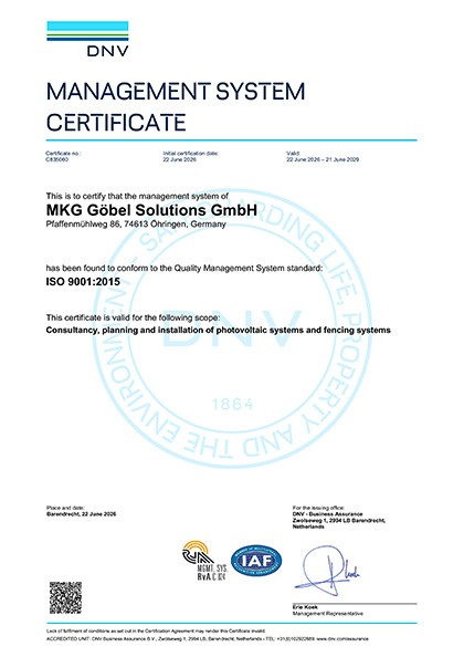 DNV Certificate ISO 9001:2015
